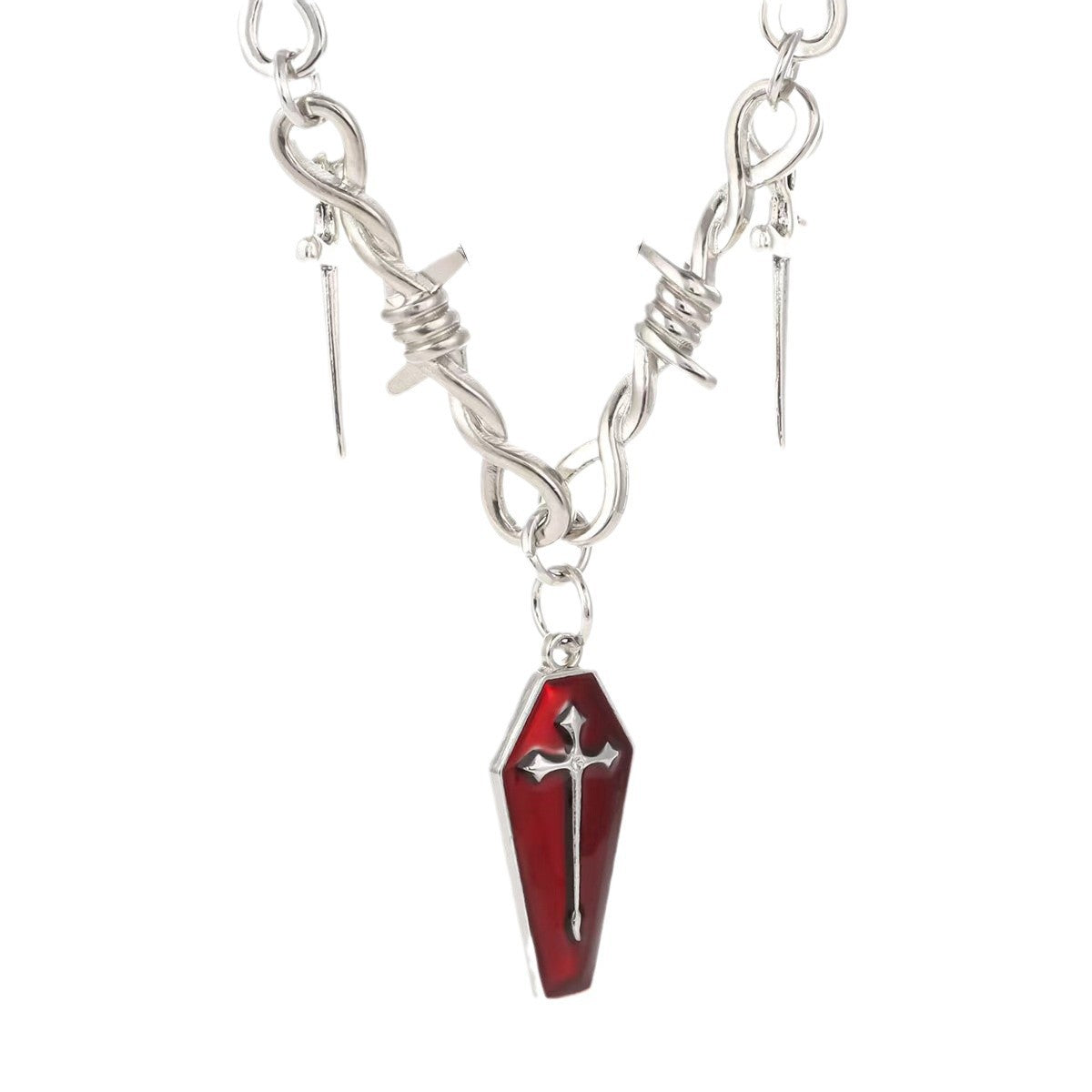 Wholesale Dark Gothic Coffin Cross Sword Thorn Necklace